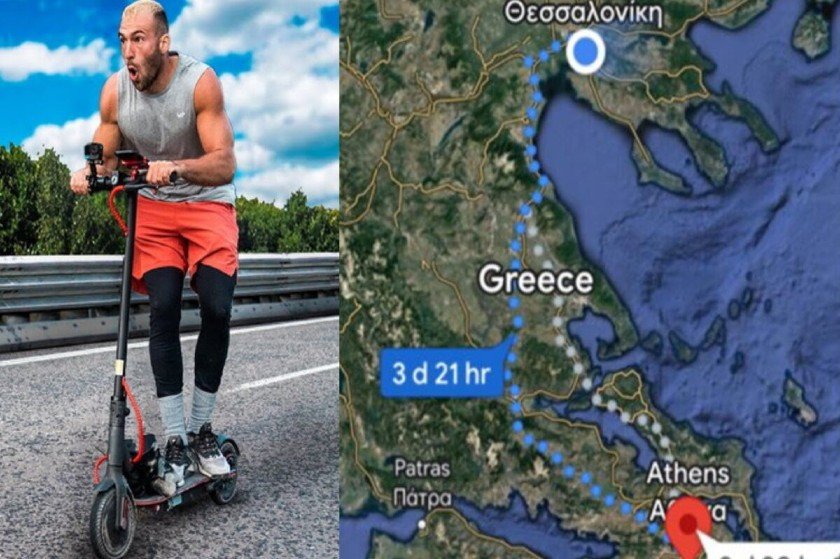 Ο ορισμός του ακραίου: YouTuber έκανε το Αθήνα- Θεσσαλονίκη με ηλεκτρικό πατίνι σε 73 ώρες